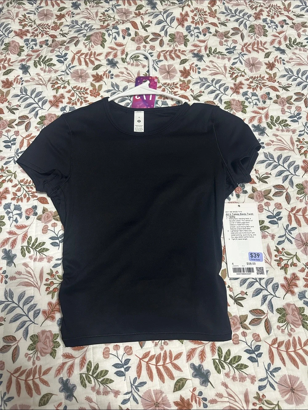 NWT Lululemon All It Takes Back-Twist T *Silky Black